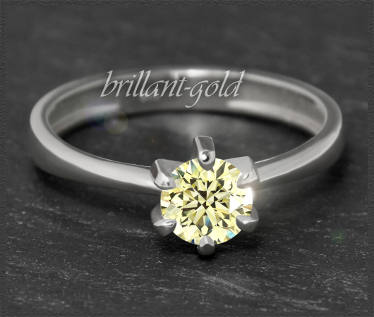 Brillant Ring 585 Gold; 0,71ct, zart gelb & Si1-2